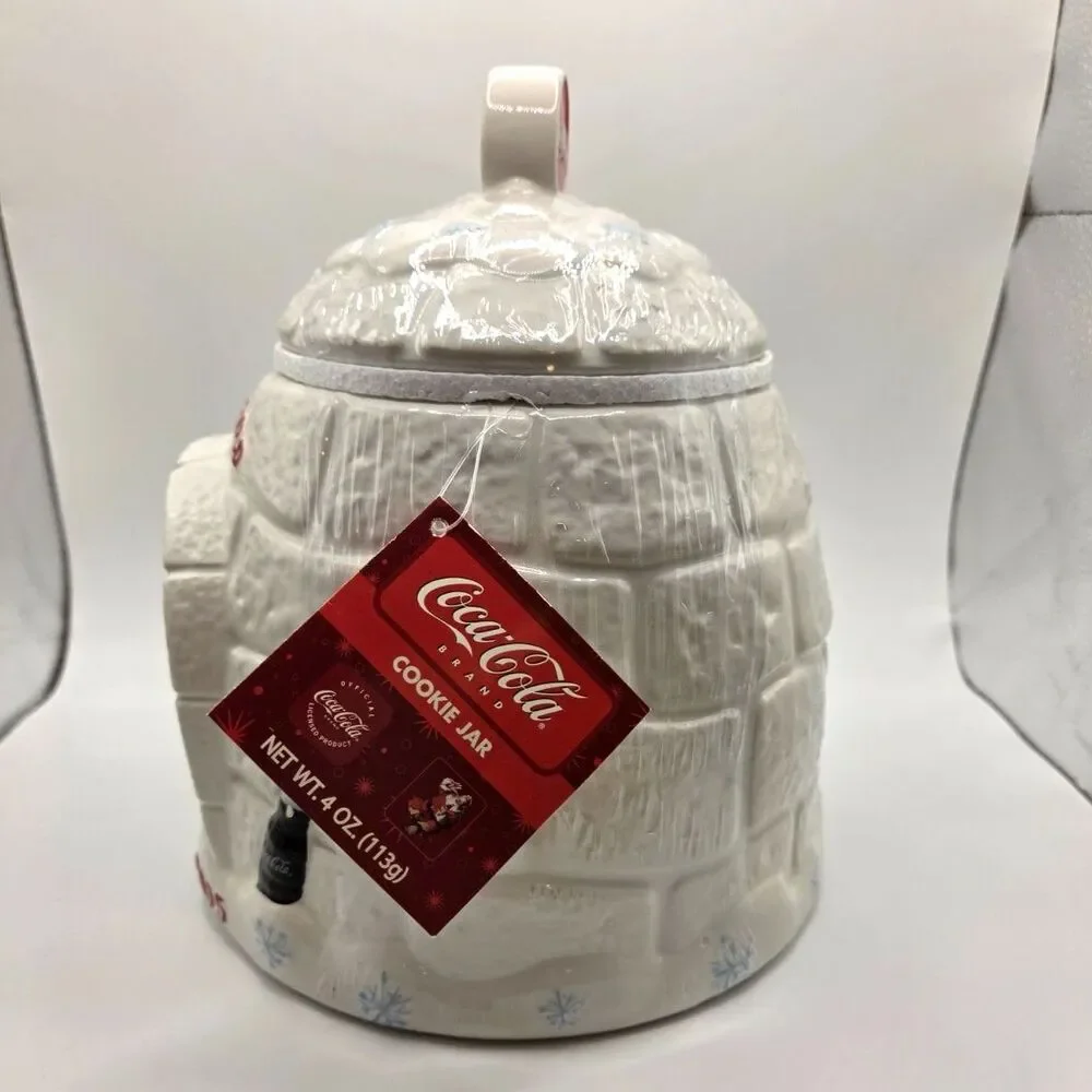 Vintage 2005 Coca-Cola Polar Bear Igloo Ceramic Cookie Jar NWT